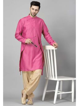 UTSAV FASHION - Pink High Collar Silk Straight Kurta and Pant
