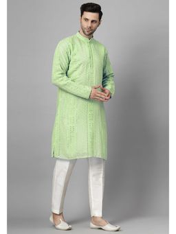 UTSAV FASHION - Green Embroidered Straight Kurta and Pant