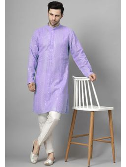 UTSAV FASHION - Purple Embroidered Straight Kurta and Pant