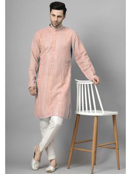 UTSAV FASHION - Peach Embroidered Straight Kurta and Pant