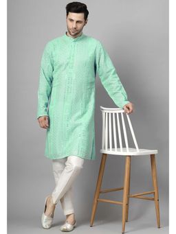 UTSAV FASHION - Green Embroidered Straight Kurta and Pant
