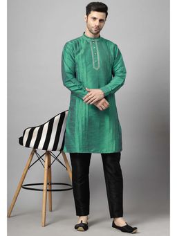 UTSAV FASHION - Green Men Yoke Design Pleated Mirror Work Kurta and Pant