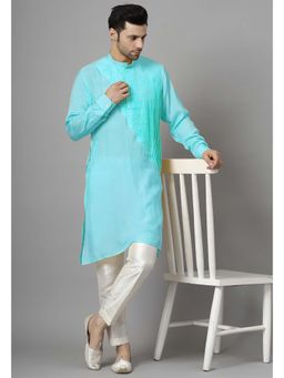 UTSAV FASHION - Men Turquoise Pleated Silk Kurta and Pant