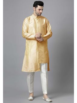 UTSAV FASHION - Men Cream Silk Straight Kurta and Pant