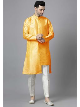 UTSAV FASHION - Men Yellow Silk Straight Kurta and Pant