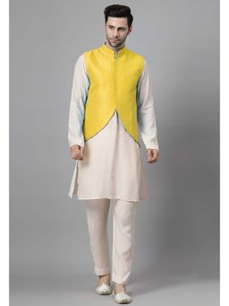 UTSAV FASHION - Men Yellow Kurta Pant with Jacket