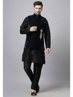 UTSAV FASHION - Black Straight Kurta and Pant with Nehru jacket