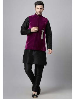 UTSAV FASHION - Burgundy Straight Kurta and Pant with Nehru jacket