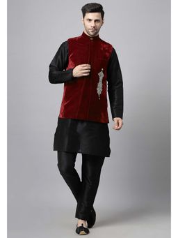 UTSAV FASHION - Red Straight Kurta and Pant with Nehru jacket