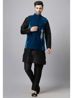 UTSAV FASHION - Teal Straight Kurta and Pant with Nehru jacket