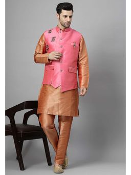 UTSAV FASHION - Men Floral Embroidered Regular Beads and Stones Kurta with Pants