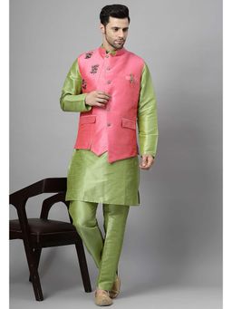 UTSAV FASHION - Men Floral Regular Beads and Stones Kurta with Pant and Jacket