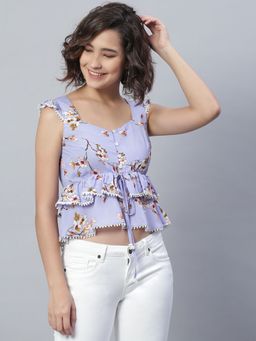 KASSUALLY - Blue Floral Polyester Top
