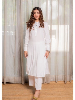 LABEL MAE - Angelic White Kurta with Pant (Set of 2)