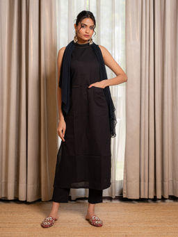 LABEL MAE - Black Embroidered Cotton Co-Ord (Set of 3)