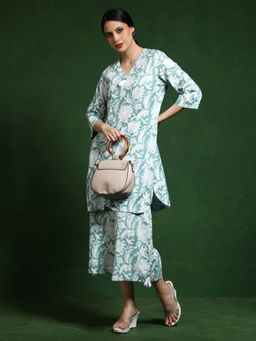Jaipur Kurti - Pure Cotton Floral Printed Kurta and Palazzo (Set of 2)