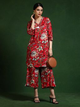 Jaipur Kurti - Pure Cotton Floral Printed Kurta and Palazzo (Set of 2)