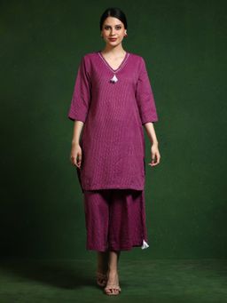 Jaipur Kurti - Purple Pure Cotton Printed Kurta and Palazzo (Set of 2)
