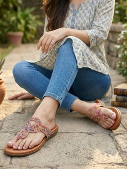SHOE BEE - Women Pink Slip On Sandals
