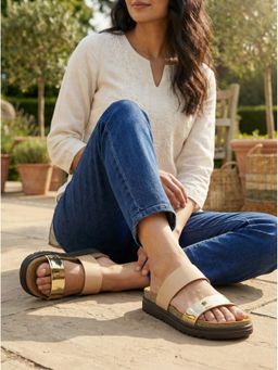SHOE BEE - Women Beige Sandals