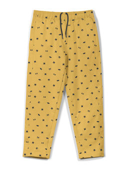 HELLCAT - Trendy Mustard Printed Mid-Rise Track Pant for Boys
