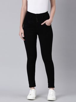 SHOWOFFFF - Women Clean Look Mid-Rise Black Slim Fit Denim Jeans