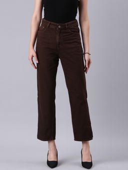 SHOWOFF - Women Clean Look Mid-Rise Brown Denim Jeans