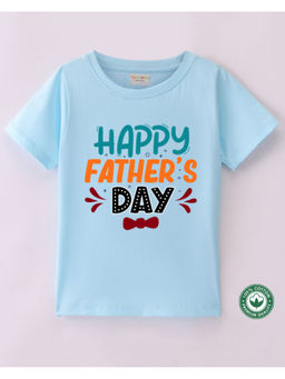 BLUSHES - Kids Blue Cotton Happy Father's Day Half Sleeve T-Shirt