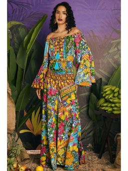 CINCIN Fashion - Broad Shoulder Printed Multi-Color Long Dress