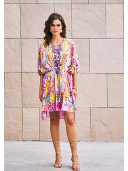 CINCIN Fashion - Pink Tropical Breeze Kaftan Mini Dress