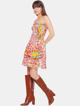 CINCIN Fashion - Orange Tube Layered Short Mini Dress