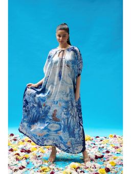 CINCIN Fashion - Blue Vintage Print Long Kaftan