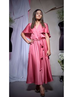 Echke - Pink Zara Satin Flared Dress