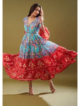 CINCIN Fashion - Multi-Color Cotton Printed Maxi Dress