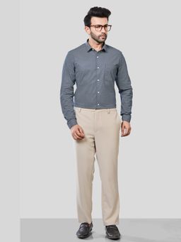 XKIND - Jonesburg Men's Blue Printed Slim Fit Formal Shirt