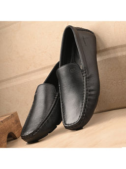 Valentino - Men Premium Leather Black Casual Slip On Driving Loafer
