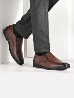 Valentino - Men Premium Leather Brown Slip-On Formal Shoes