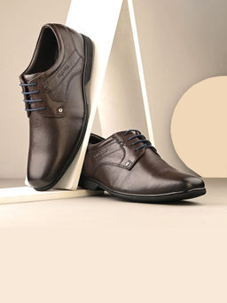 Valentino - Men Premium Leather Brown Lace Up Formal Derby Shoes