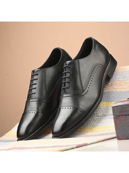 Valentino - Men Premium Leather Black Formal Derby Shoes