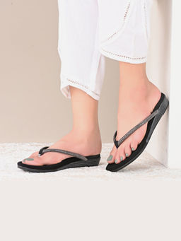 Valentino - Women Black Embellished Strap Flats