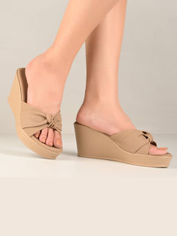 Valentino - Women Beige Knot Strap Wedge
