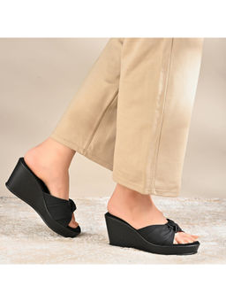 Valentino - Women Black Knot Strap Wedge