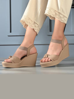 Valentino - Women Beige Ankle Strap Wedge