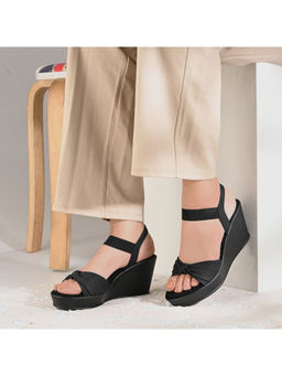 Valentino - Women Black Ankle Strap Wedge