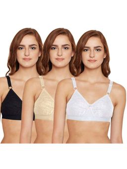 Bodycare - Pack of 3 B-C-D Cup Bra In Black-Skin-White Colour