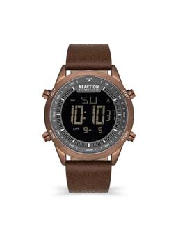 Reaction Kenneth Cole - Digital Men Brown Leather Strap Rees Watch KRWGD2191202