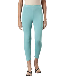 Go Colors - Soft Cotton Stretch Cropped Leggings For Women | Breathable, Mid Rise, Black Light Mint (2XL)