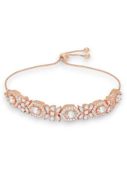 Accessher - Rose Gold Plated American Diamonds Studded Handcrafted Cord Bracelet