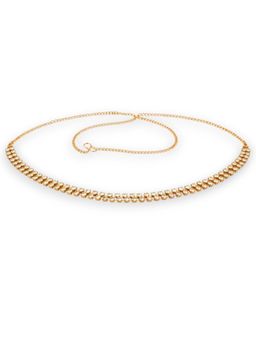Accessher - 2 Line Stone White Brass Waist Hoop Waistbelt/Kamarband for Women