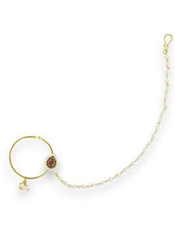 Accessher - Traditional Kundan and Pearl Nose Ring/Nath Wedding Collection, Pack of 1